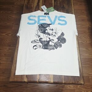 Triple 7 White Tee with Blue Graphic